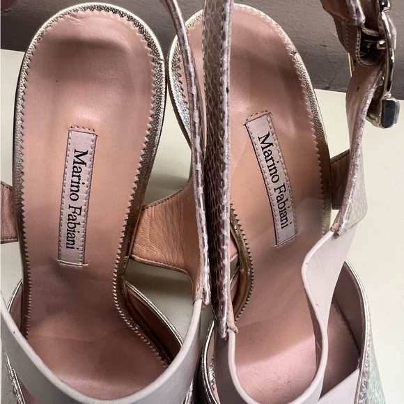 Marino Fabiani MADE IN ITALY LEATHER  Women's Gold and Cream Heels - Picture 10 of 10